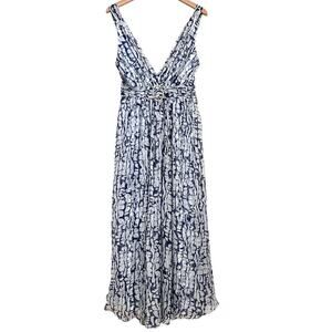 Donna Ricco Blue and White Midi Dress